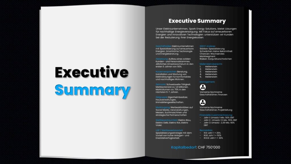 Executive Summary erstellen- Businessplan Vorlage